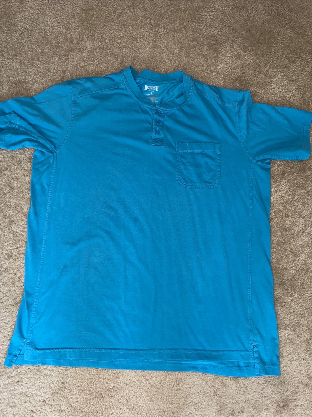 Duluth Trading Co Blue Short-Sleeve Henley Pocket Tee